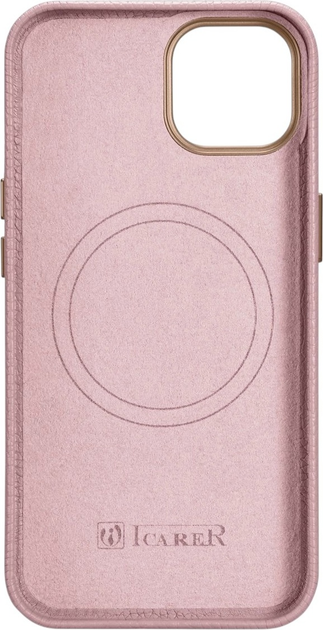 Etui iCarer Litchi Premium Leather Magsafe Back Case do Apple iPhone 14 Plus Pink (WMI14220711-PK) - obraz 3