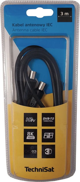 Kabel TechniSat Coaxial IEC - IEC 3 m Black (76-4831-03) - obraz 3