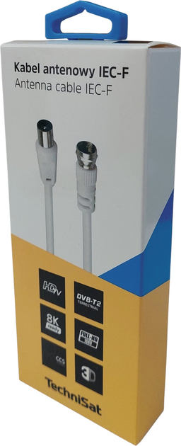 Kabel TechniSat Coaxial IEC - Coaxial F 1.5 m White (76-4833-01) - obraz 3