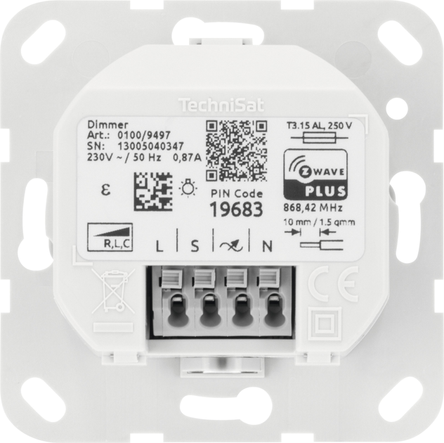 Розумний димер TechniSat Dimmer-Einsatz G одинарний (0100/9497) - зображення 4