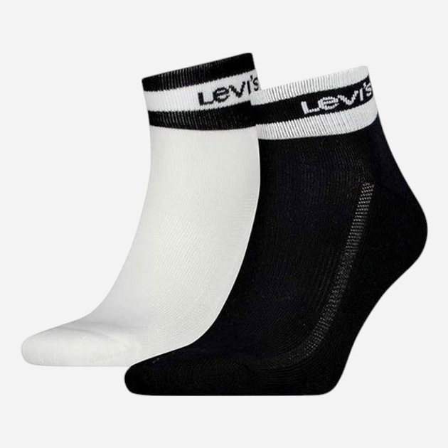 Zestaw skarpetek damskich Levi`s Mid Cut Sport Stripe 2P 35-38 2 pary Czarny/Biały - obraz 1