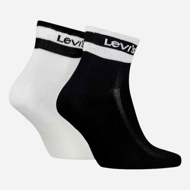 Zestaw skarpet męskich Levi`s Mid Cut Sport Stripe 2P 39/42 2 pary Czarny/Biały - obraz 2
