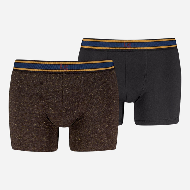 Набір трусів-боксерів чоловічих бавовняних Levi`s Men Injected Slub Boxer Brief 2P M 2 шт Чорний/Коричневий (8720245684446) - зображення 1