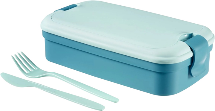 Lunch box Curver Lunch & Go ze sztućcami 1.4 l Niebieski (3253920768025) - obraz 2