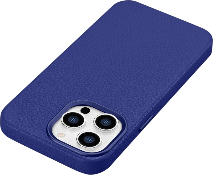 Etui iCarer Litchi Premium Leather Magsafe Back Case do Apple iPhone 14 Pro Max Dark Blue (WMI14220712-DB) - obraz 6