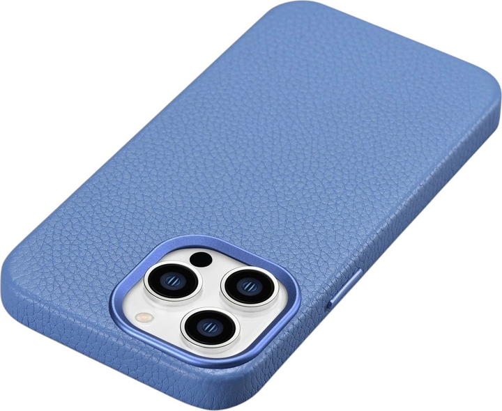 Etui iCarer Litchi Premium Leather Magsafe Back Case do Apple iPhone 14 Pro Max Light Blue (WMI14220712-LB) - obraz 6