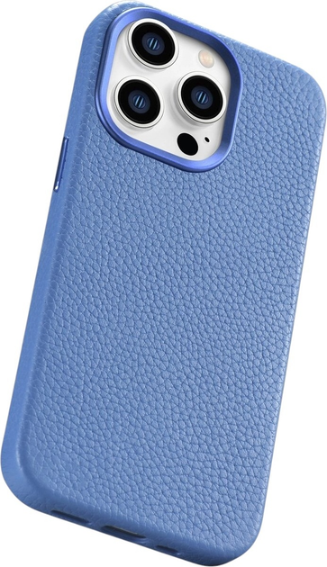 Etui iCarer Litchi Premium Leather Magsafe Back Case do Apple iPhone 14 Pro Max Light Blue (WMI14220712-LB) - obraz 9