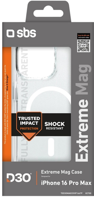 Панель SBS Extreme Mag D3O MagSafe для Apple iPhone 16 Pro Max Transparent (8018417482700) - зображення 2