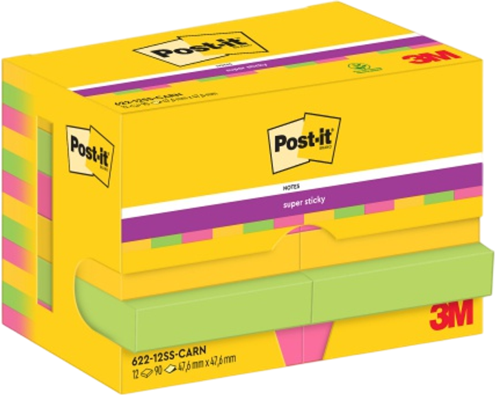 Zestaw papieru do notatek 3M Post-It samoprzylepny 47.6 x 47.6 mm 12 x 90 szt (4064035065744) - obraz 2