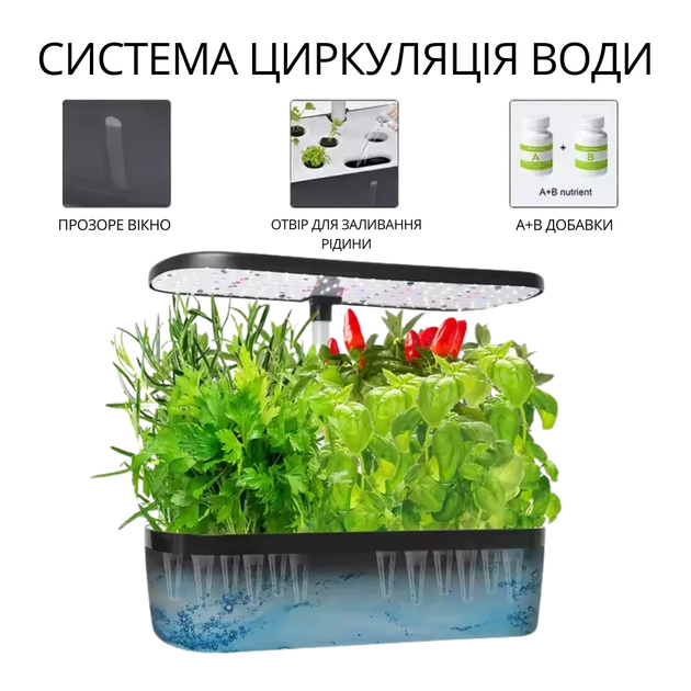 Гидропонная система Smart с LED подсветкой для домашнего выращивания сада 20 Вт посадочных мест 12 - изображение 3