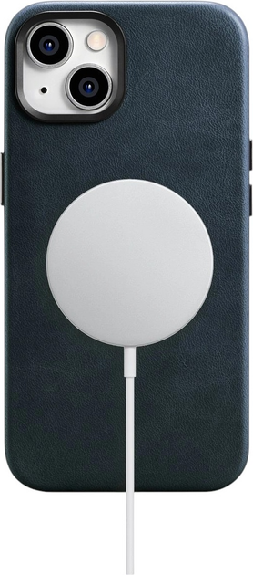 Панель iCarer Oil Wax Premium Leather Magsafe Back Case для Apple iPhone 14 Dark Blue (WMI14220701-BU) - зображення 5
