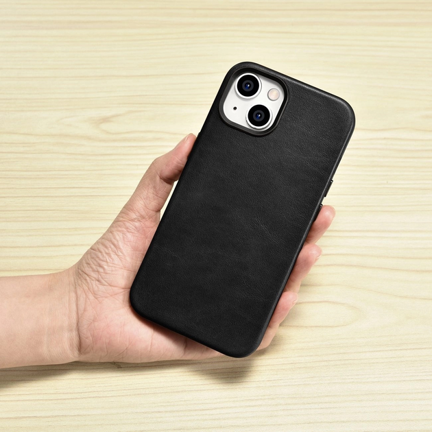 Etui iCarer Oil Wax Premium Leather Magsafe Back Case do Apple iPhone 14 Black (WMI14220701-BK) - obraz 12