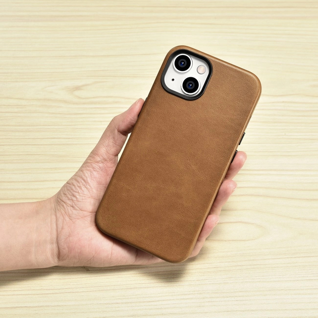 Etui iCarer Oil Wax Premium Leather Magsafe Back Case do Apple iPhone 14 Plus Brown (WMI14220703-TN) - obraz 15