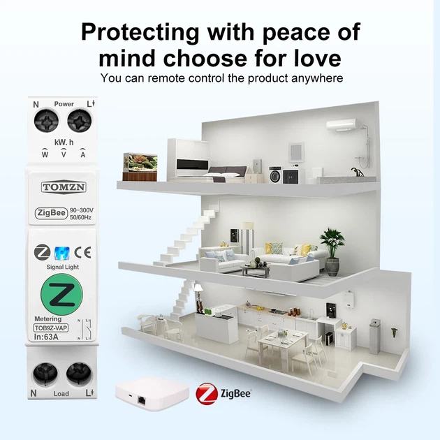Умный автоматический выключатель с поддержкой Zigbee TOMZN TOB9Z