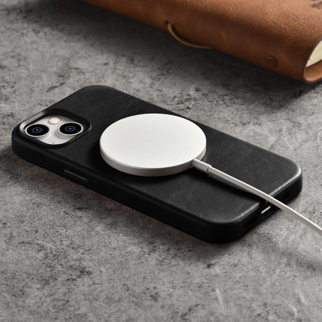 Etui iCarer Oil Wax Premium Leather Magsafe Back Case do Apple iPhone 14 Plus Black (WMI14220703-BK) - obraz 14
