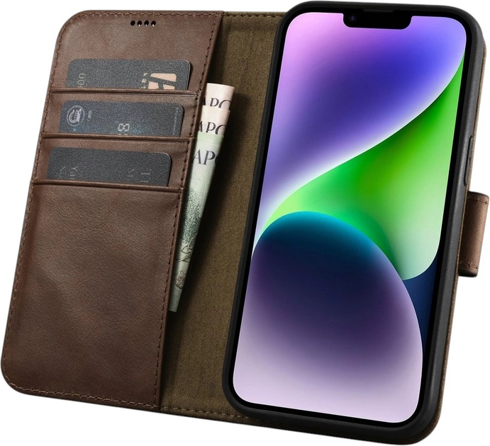 Чохол-книжка iCarer Oil Wax Premium Leather 2in1 Wallet Case з RFID для Apple iPhone 14 Plus Brown (WMI14220723-BN) - зображення 3