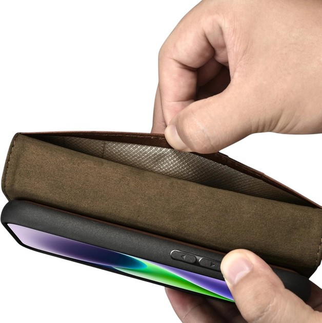 Чохол-книжка iCarer Oil Wax Premium Leather 2in1 Wallet Case з RFID для Apple iPhone 14 Plus Brown (WMI14220723-BN) - зображення 12