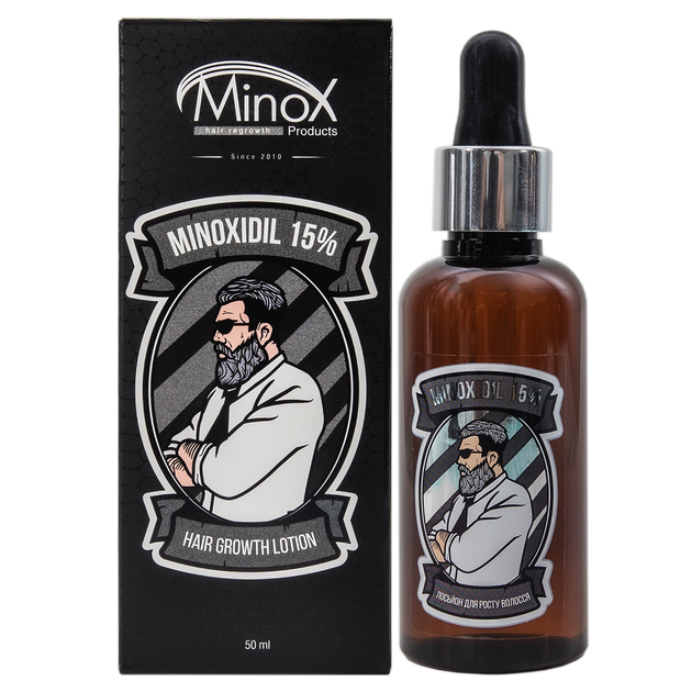 Лосьон для роста волос и бороды Minox 15% 50 мл - Фото 1 Лосьон для роста волос и бороды Minox 15% 50 мл - изображение 1