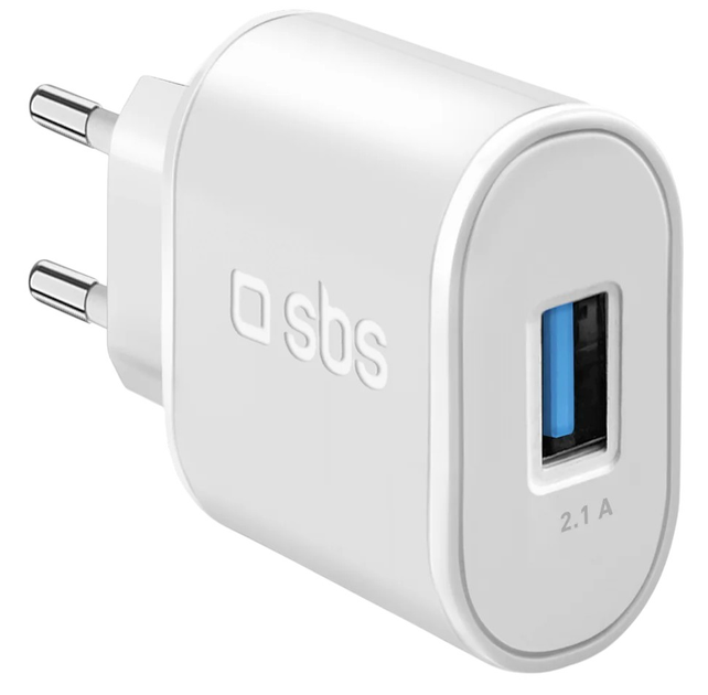 Мережевий зарядний пристрій SBS 10W USB-A White (TETR1USB2AWFAST) - зображення 1