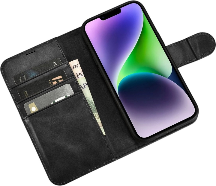 Чохол-книжка iCarer Oil Wax Premium Leather 2in1 Wallet Case з RFID для Apple iPhone 14 Black (WMI14220721-BK) - зображення 4