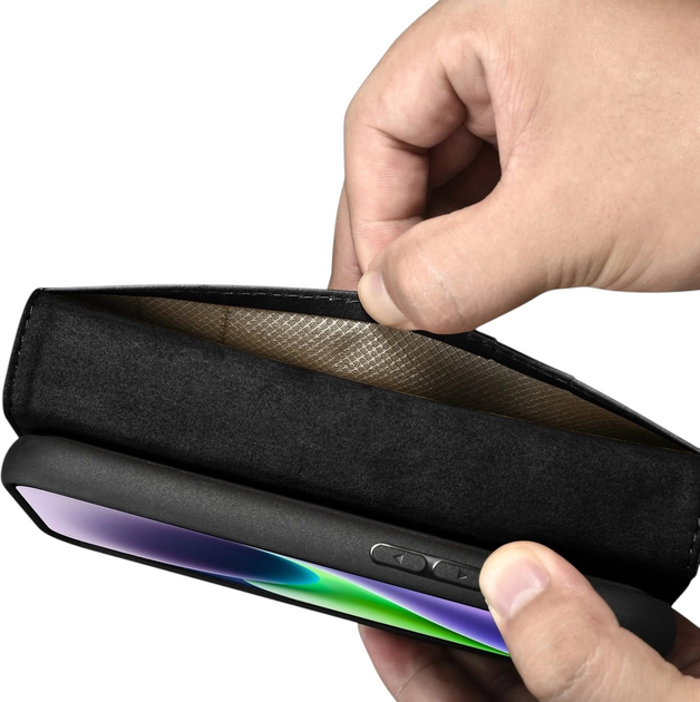 Чохол-книжка iCarer Oil Wax Premium Leather 2in1 Wallet Case з RFID для Apple iPhone 14 Black (WMI14220721-BK) - зображення 12