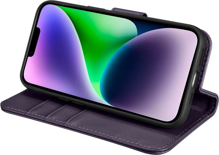 Чохол-книжка iCarer Real Cowhide Premium Leather 2in1 Wallet Case з RFID для Apple iPhone 14 Plus Dark Purple (WMI14220727-DP) - зображення 9