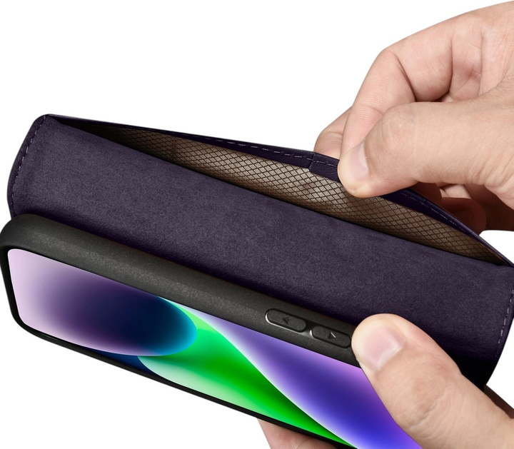 Чохол-книжка iCarer Real Cowhide Premium Leather 2in1 Wallet Case з RFID для Apple iPhone 14 Plus Dark Purple (WMI14220727-DP) - зображення 12