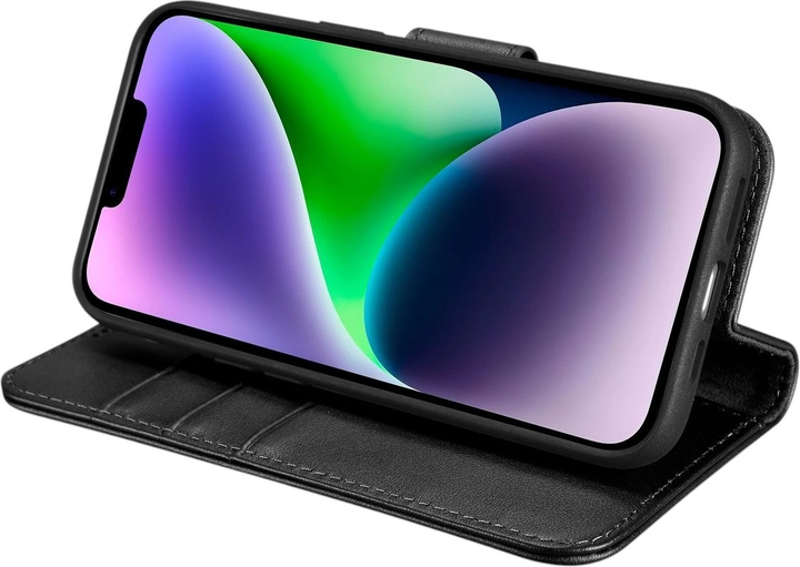 Etui z klapką iCarer Real Cowhide Premium Leather 2in1 Wallet Case z RFID do Apple iPhone 14 Plus Black (WMI14220727-BK) - obraz 9