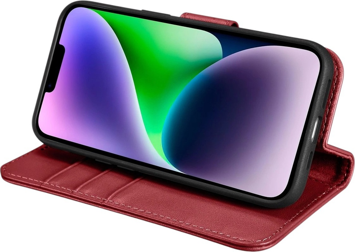 Etui z klapką iCarer Real Cowhide Premium Leather 2in1 Wallet Case z RFID do Apple iPhone 14 Plus Red (WMI14220727-RD) - obraz 9