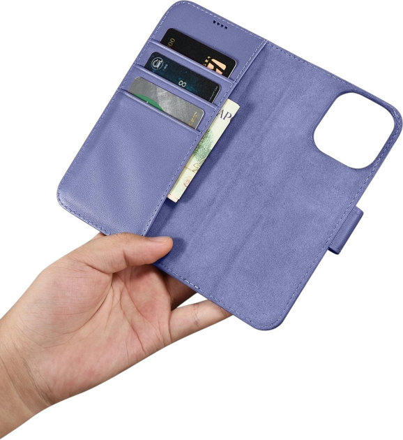 Чохол-книжка iCarer Real Cowhide Premium Leather 2in1 Wallet Case з RFID для Apple iPhone 14 Pro Light Purple (WMI14220726-LP) - зображення 15