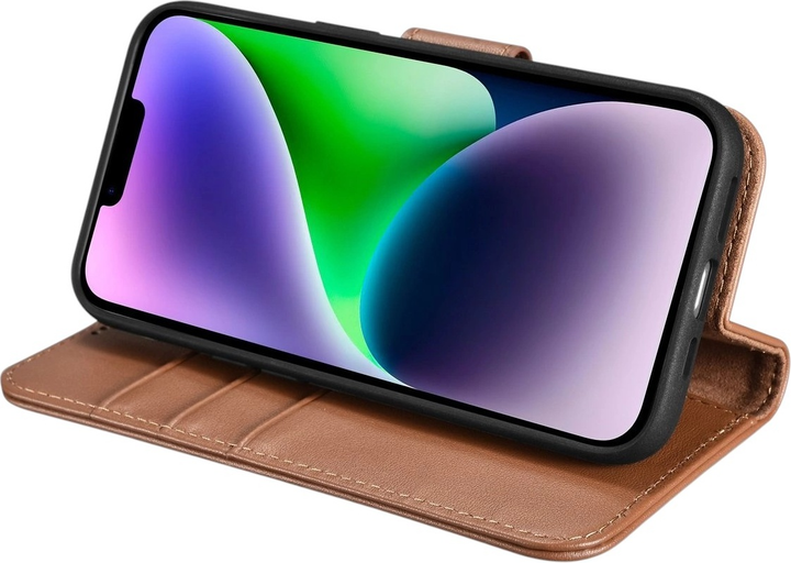 Etui z klapką iCarer Real Cowhide Premium Leather 2in1 Wallet Case z RFID do Apple iPhone 14 Brown (WMI14220725-BN) - obraz 9