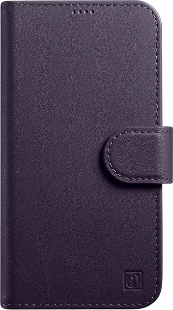 Чохол-книжка iCarer Real Cowhide Premium Leather 2in1 Wallet Case з RFID для Apple iPhone 14 Dark Purple (WMI14220725-DP) - зображення 1