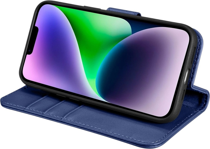 Чохол-книжка iCarer Real Cowhide Premium Leather 2in1 Wallet Case з RFID для Apple iPhone 14 Blue (WMI14220725-BU) - зображення 9