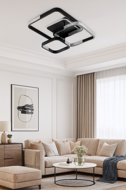 Люстра светодиодная с пультом, 110W, 6600Lm, 3000K-6500K, LED квадраты Sneha (995139) - изображение 3