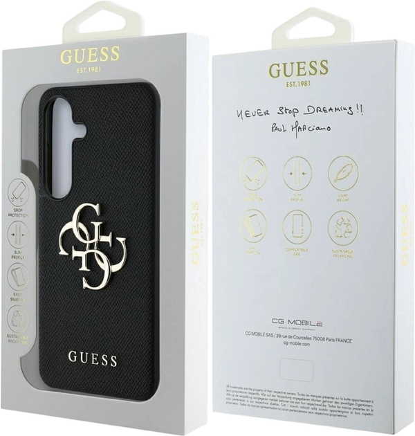 Etui Guess Grained Big 4G Logo Small Classic do Samsung Galaxy S25 Black (3666339449124) - obraz 8