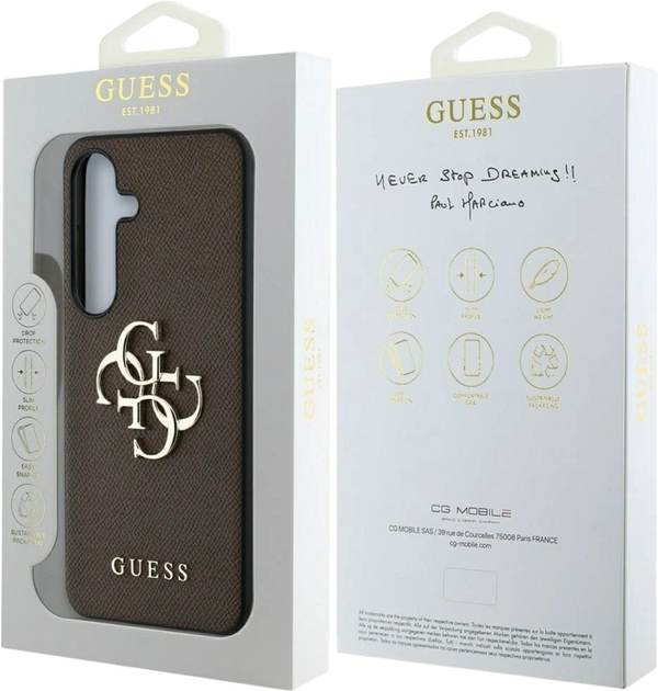 Панель Guess Grained Big 4G Logo Small Classic для Samsung Galaxy S25 Plus Brown (3666339449186) - зображення 8
