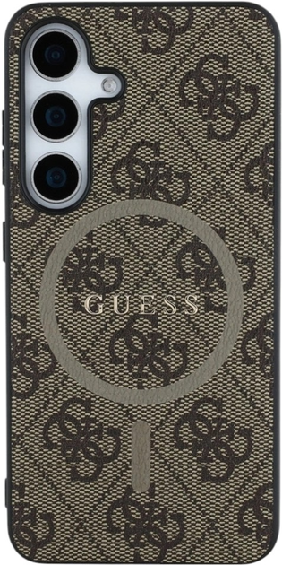 Панель Guess Leather 4G Colored Ring Classic Logo MagSafe для Samsung Galaxy S25 Brown (3666339449506) - зображення 3