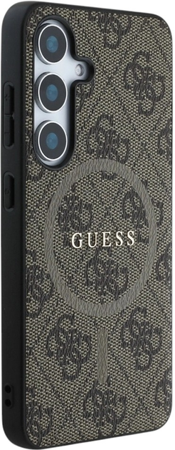 Панель Guess Leather 4G Colored Ring Classic Logo MagSafe для Samsung Galaxy S25 Brown (3666339449506) - зображення 4
