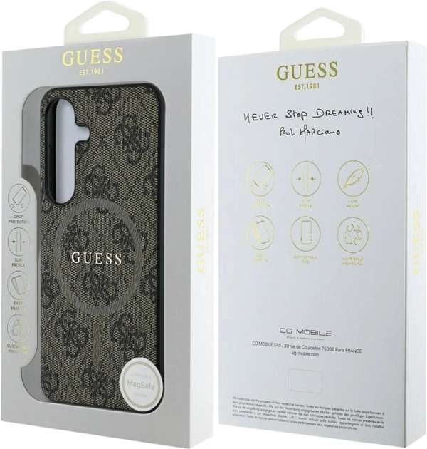 Панель Guess Leather 4G Colored Ring Classic Logo MagSafe для Samsung Galaxy S25 Brown (3666339449506) - зображення 8
