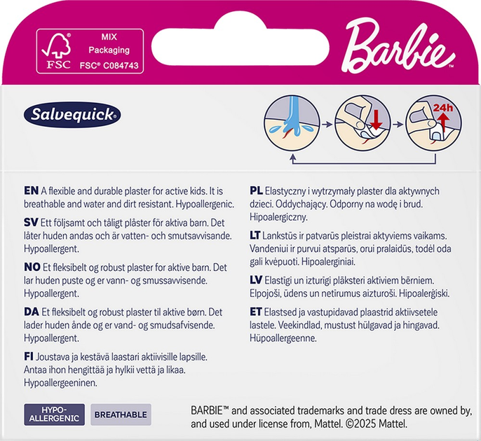 Plastry Salvequick Barbie dla dzieci 14 szt (7340213302120) - obraz 5