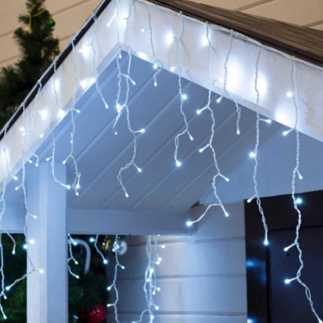 Гирлянда Бахрома уличная 5 м 120 LED для фасада с влагозащитой IP65 синяя с мерцающим эффектом на каучуковом проводе для новогоднего декора - изображение 2