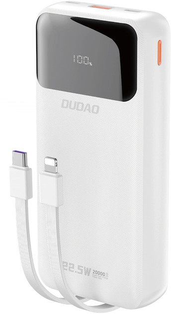Powerbank Dudao K15 Pro USB-C / Lightning 20000 mAh White (6976625330430) - obraz 1