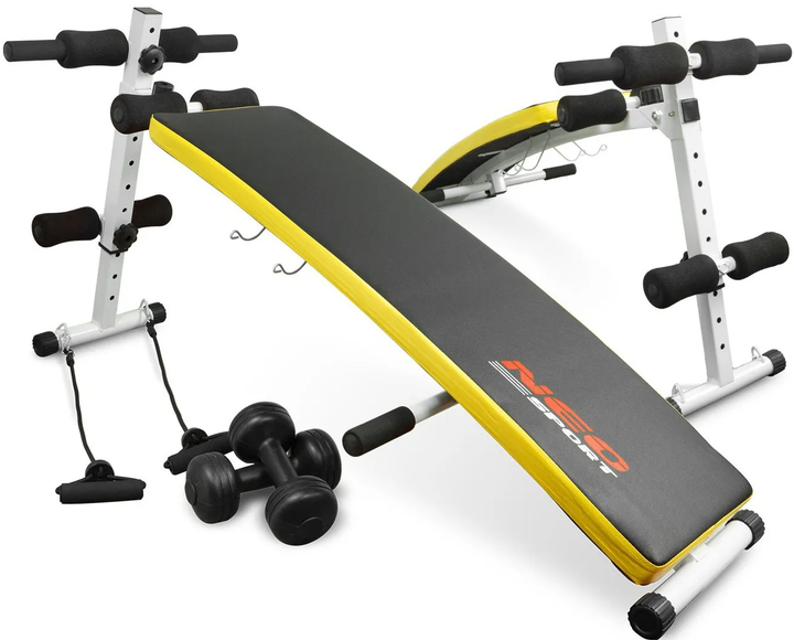 Ławeczka skośna do ćwiczeń Neo Sport NS-07 z ekspaderami i hantelkami (5902041317466) - obraz 7
