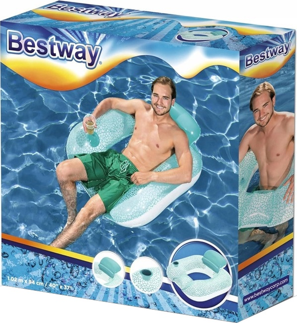 Надувний крісло для плавання Bestway синій 43097 (6942138915709) - зображення 1