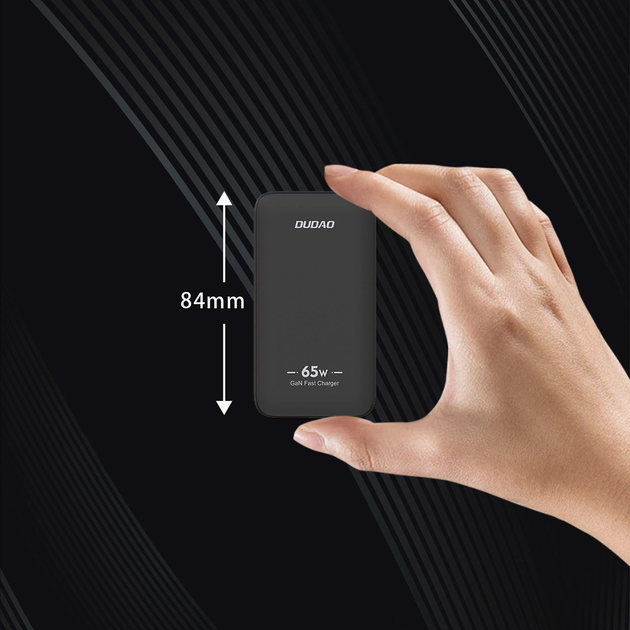 Мережевий зарядний пристрій Dudao A65Q 65W PD USB-A / USB-C Ultra-Thin EU/US Black (6976625333868) - зображення 5