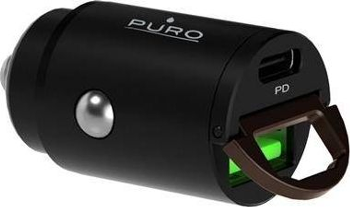 Автомобільний зарядний пристрій Puro Mini 30W Power Delivery USB-C/USB-A Black (8033830299841) - зображення 1