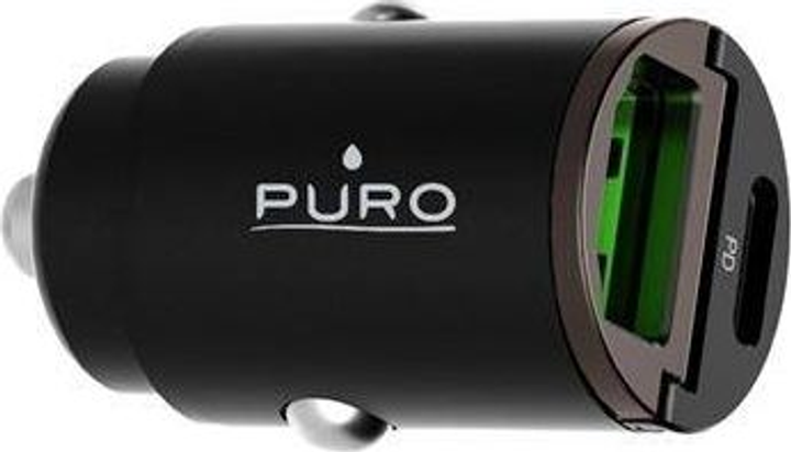 Автомобільний зарядний пристрій Puro Mini 30W Power Delivery USB-C/USB-A Black (8033830299841) - зображення 2