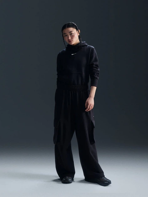 Худі тепле жіноче Nike W Nsw Phnx Flc Std Po Hoodie HF6839-010 L Чорне (197596372663) - зображення 3