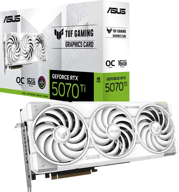 Видеокарта ASUS PCI-Ex GeForce RTX 5070 Ti TUF Gaming White OC