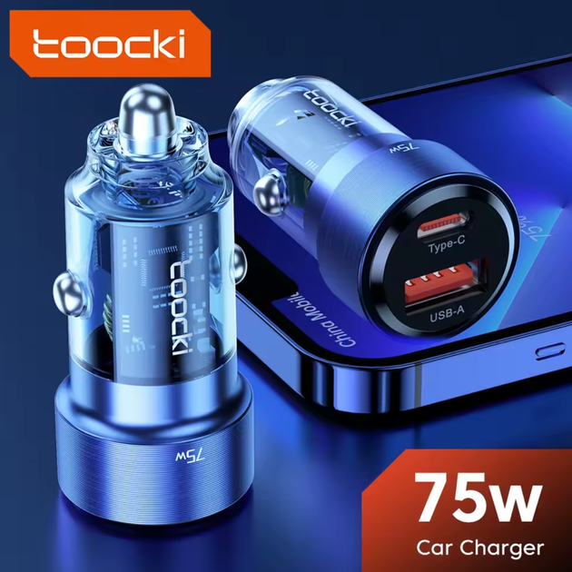 Автомобильное зарядное устройство Toocki USB/Type-C 60 W - изображение 7